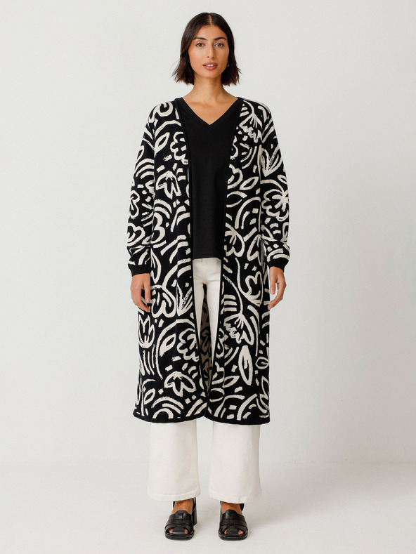 SKFK SKFK Suéter Kasandra дамска жилетка с цветя в кремаво и черно