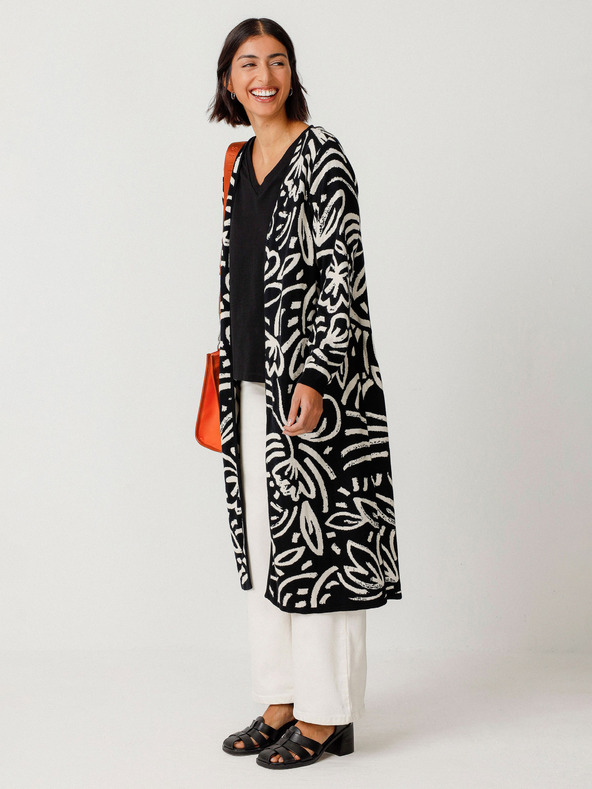 SKFK SKFK Suéter Kasandra дамска жилетка с цветя в кремаво и черно