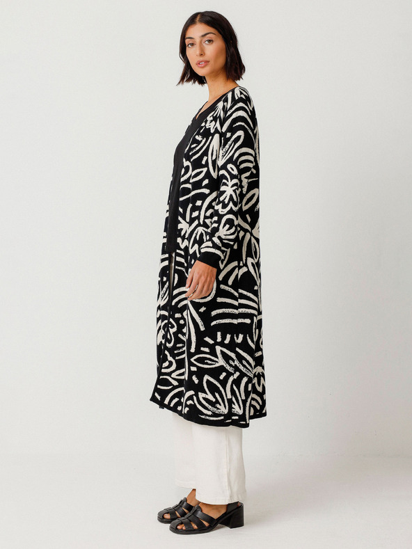 SKFK SKFK Suéter Kasandra дамска жилетка с цветя в кремаво и черно