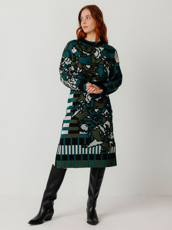 SKFK Зелена дамска пола с цветя SKFK Falda Alda