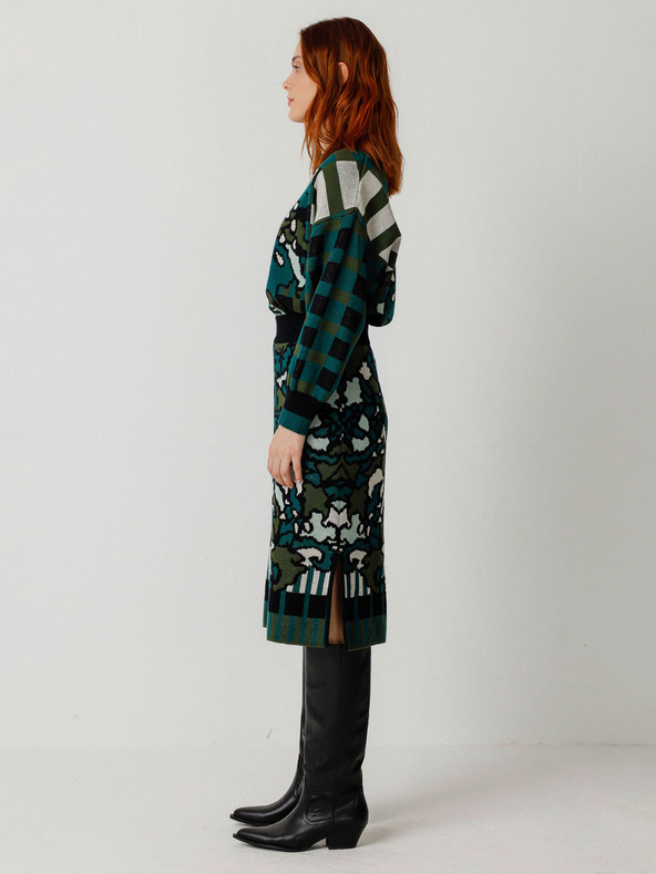 SKFK Зелена дамска пола с цветя SKFK Falda Alda