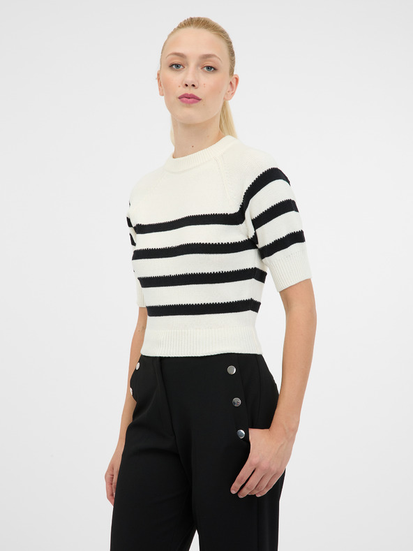 Orsay Дамски кремав пуловер с къс ръкав ORSAY