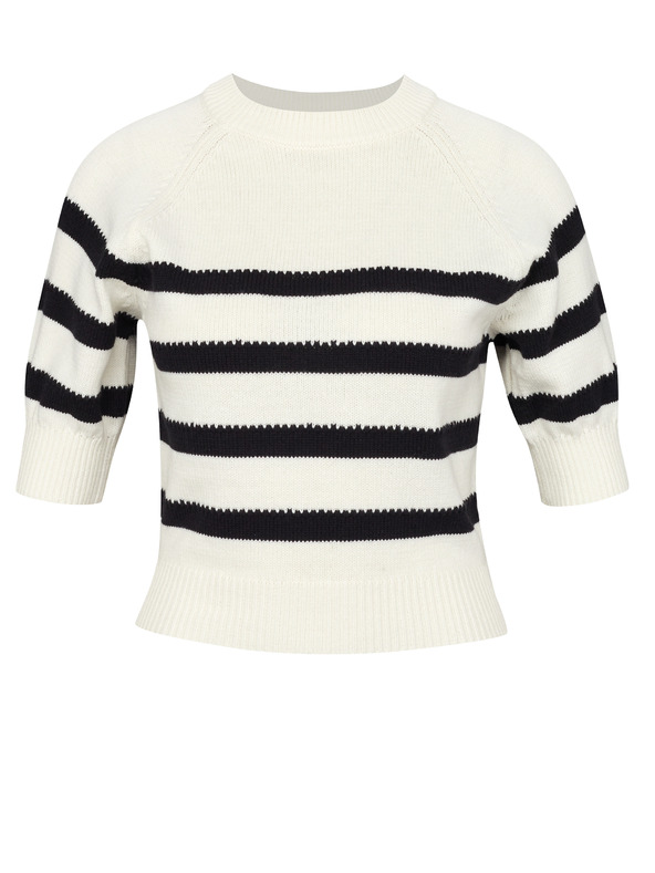 Orsay Дамски кремав пуловер с къс ръкав ORSAY