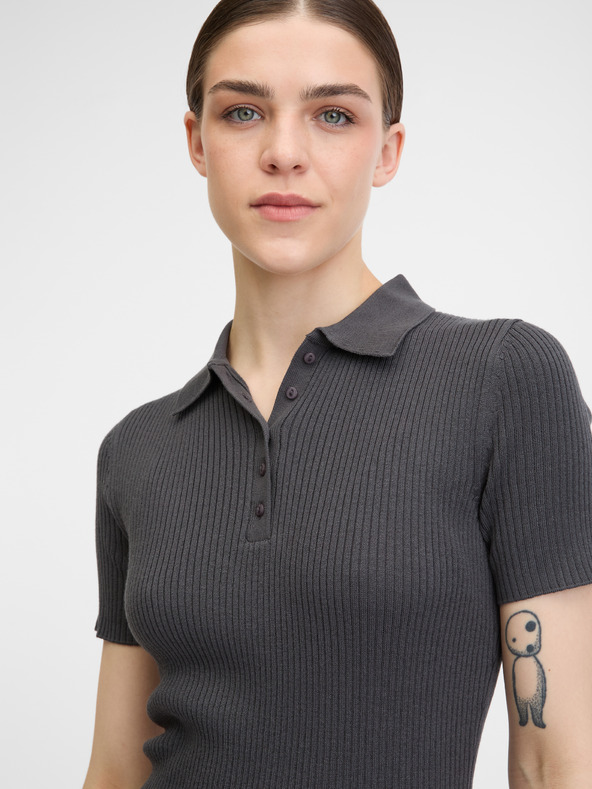 Orsay Тъмносива дамска тениска с къс ръкав ORSAY