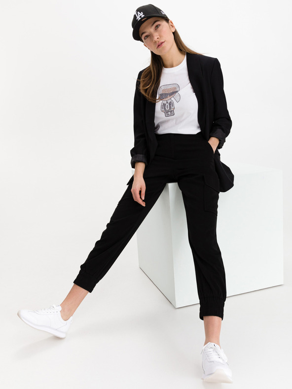 Karl Lagerfeld Бяла дамска тениска с шарка KARL LAGERFELD