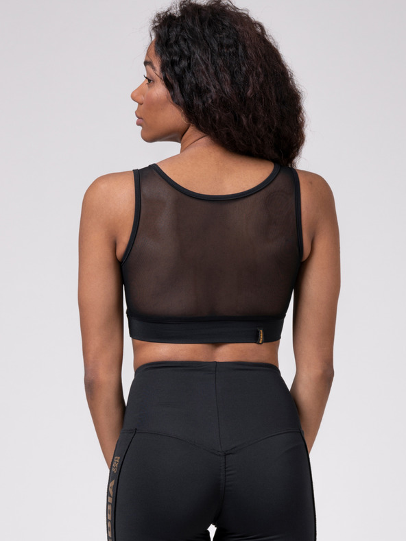 Nebbia Черен дамски спортен изрязан топ Nebbia