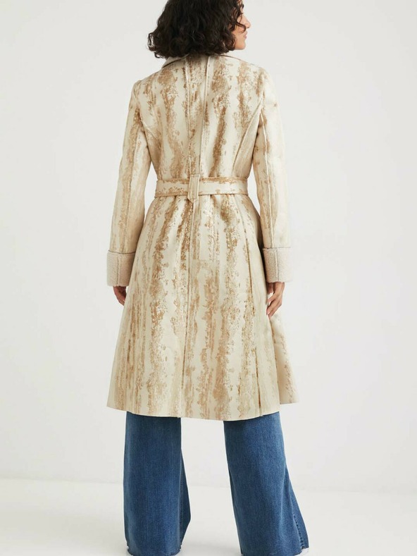 Desigual Бежово дамско палто Desigual Marvelous с шарка