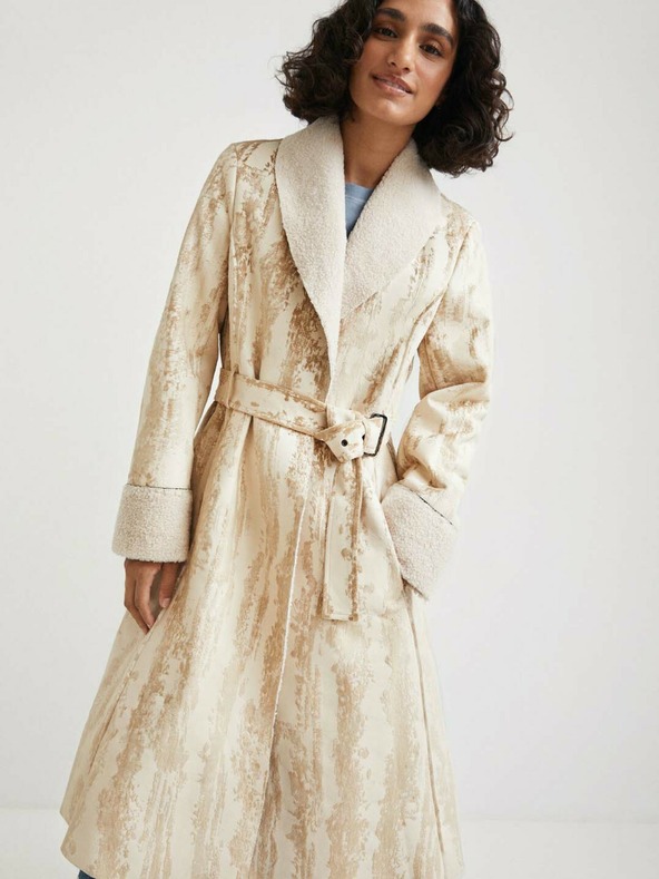 Desigual Бежово дамско палто Desigual Marvelous с шарка