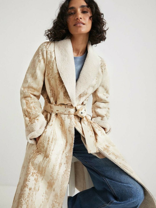 Desigual Бежово дамско палто Desigual Marvelous с шарка