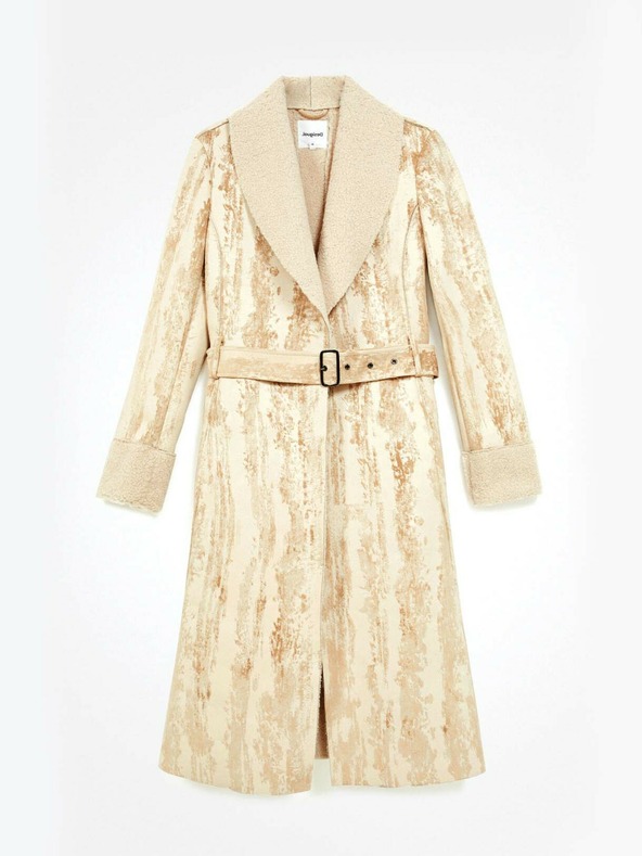 Desigual Бежово дамско палто Desigual Marvelous с шарка