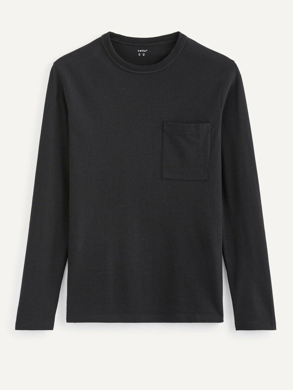 Celio Черна мъжка основна риза с джоб Celio