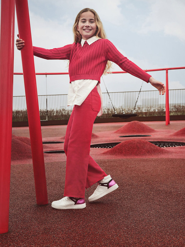 Geox Бели детски боти за момичета Geox Mikiroshi Girl