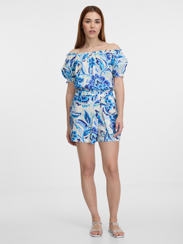 Orsay Светло сини дамски къси панталони с десен ORSAY