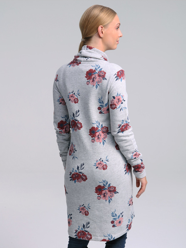 Loap Светлосива дамска рокля на цветя LOAP Ebuna