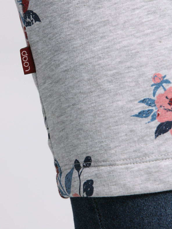 Loap Светлосива дамска рокля на цветя LOAP Ebuna