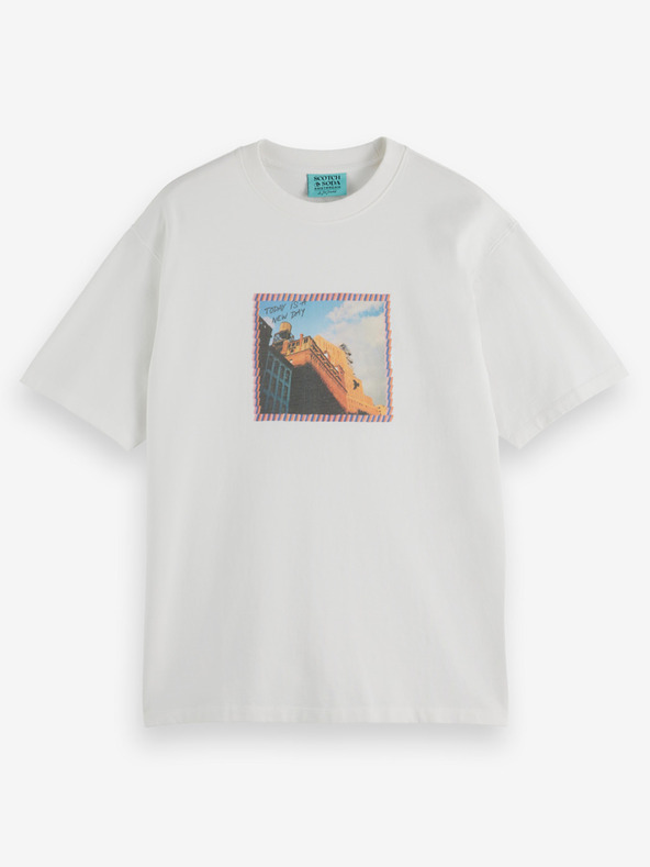 Scotch & Soda Бяла мъжка тениска Scotch & Soda x Joe Jonas