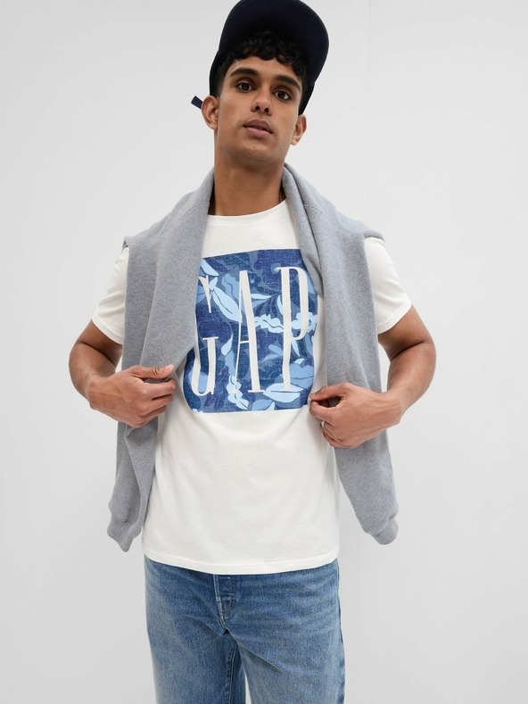 GAP Тениска с принт и лого GAP