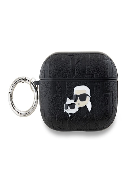 Karl Lagerfeld Карл Лагерфелд PU релефен калъф с глави на Карл и Шупет за AirPods Pro 2 черен