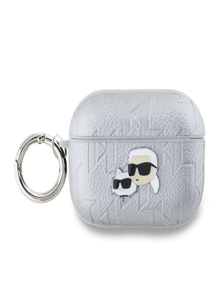 Karl Lagerfeld PU релефен калъф за глави Karl и Choupette за AirPods Pro 2 Silver Karl Lagerfeld