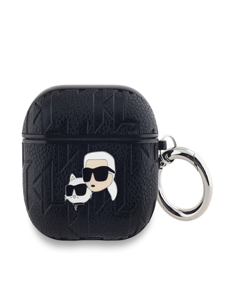 Karl Lagerfeld Карл Лагерфелд PU релефен калъф с глави на Карл и Шупет за AirPods 3 черен