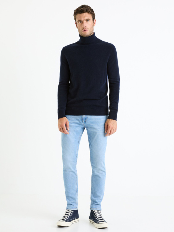Celio Тъмносин мъжки кашмирен пуловер с ролка Celio Jehigh