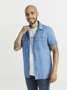 Celio Синя мъжка риза от деним с джобове Celio