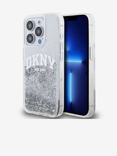 DKNY Заден капак с течен блясък с логото на арката за iPhone 14 Pro Transparent DKNY