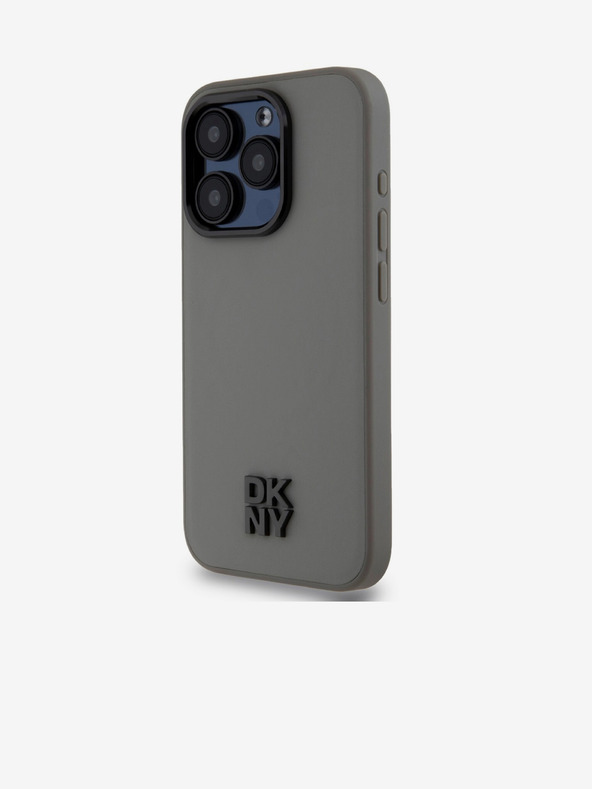 DKNY Заден капак за iPhone 15 Pro сив DKNY PU Leather Stack Logo Magsafe