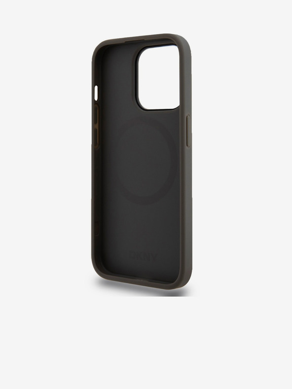 DKNY Заден капак за iPhone 15 Pro сив DKNY PU Leather Stack Logo Magsafe