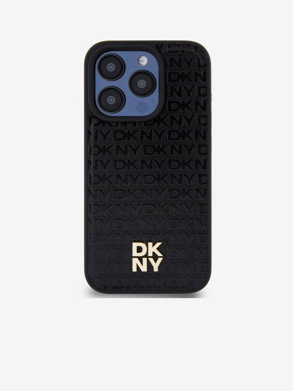 DKNY PU кожа с повтарящ се модел Stack Logo Magsafe заден капак за iPhone 14 Pro Max Black DKNY