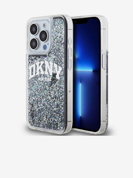 DKNY Заден капак с течен блясък с логото на арката за iPhone 15 Pro Black DKNY