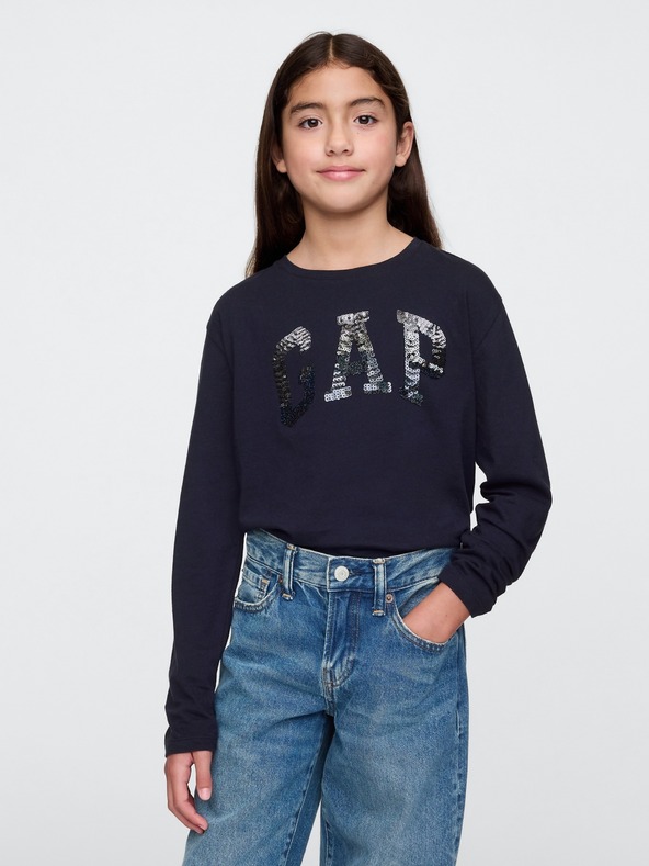 GAP Бебешка тениска с лого от пайети GAP