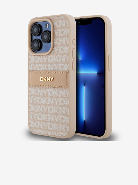 DKNY PU Leather Repeat Pattern Tonal Stripe Back Cover за iPhone 15 Pro Max Pink DKNY