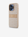DKNY PU Leather Repeat Pattern Tonal Stripe Back Cover за iPhone 15 Pro Max Pink DKNY