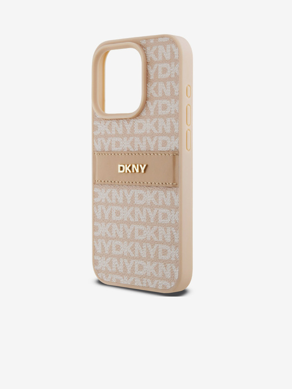DKNY PU Leather Repeat Pattern Tonal Stripe Back Cover за iPhone 15 Pro Max Pink DKNY