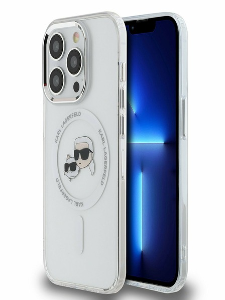 Karl Lagerfeld Karl Lagerfeld IML K&CH Heads Metal Frame MagSafe заден капак за iPhone 15 Pro прозрачен