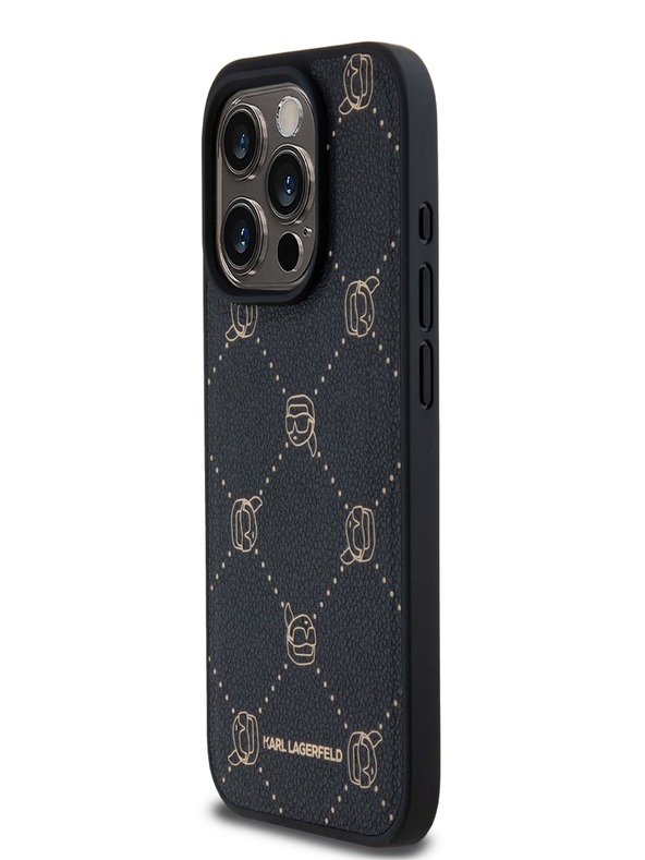 Karl Lagerfeld PU Karl Heads Pattern Magsafe Back Cover за iPhone 15 Pro Max Black Karl Lagerfeld