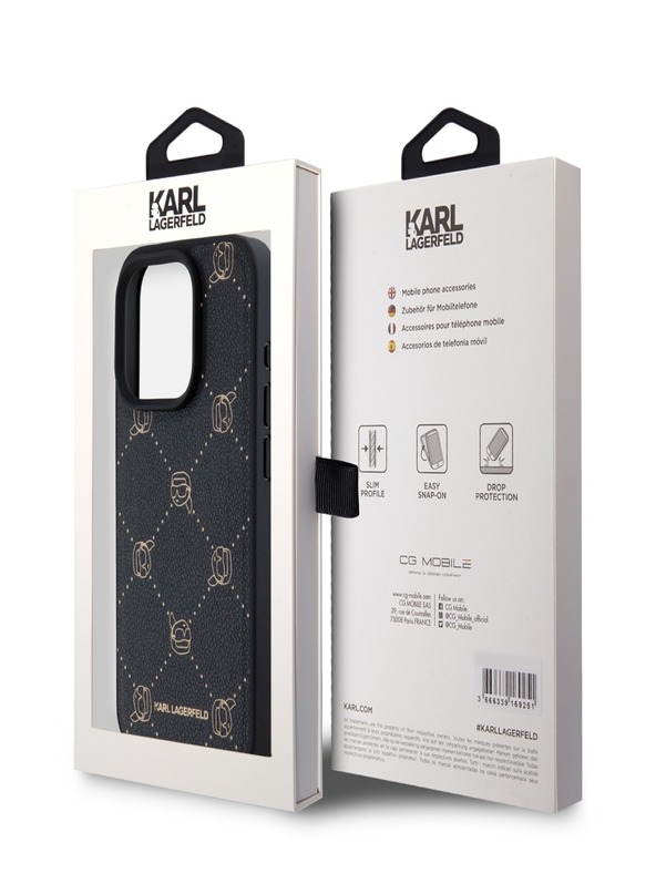 Karl Lagerfeld PU Karl Heads Pattern Magsafe Back Cover за iPhone 15 Pro Max Black Karl Lagerfeld
