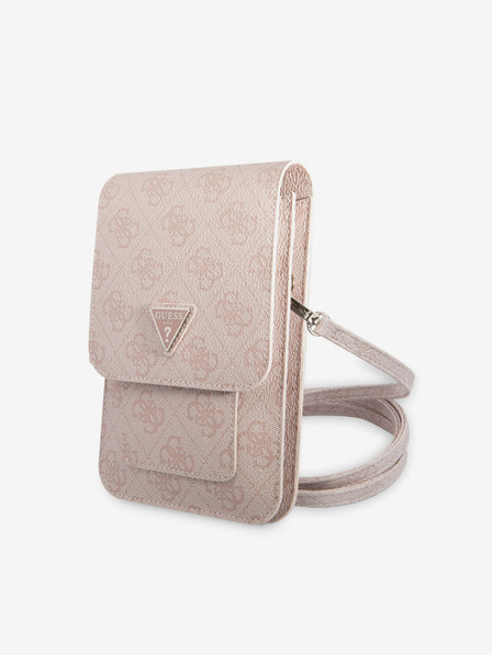 Guess Guess PU 4G Триъгълна чанта за телефон с лого Pink