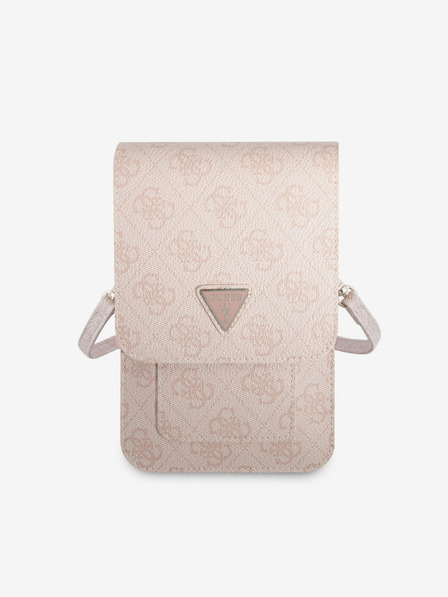 Guess Guess PU 4G Триъгълна чанта за телефон с лого Pink