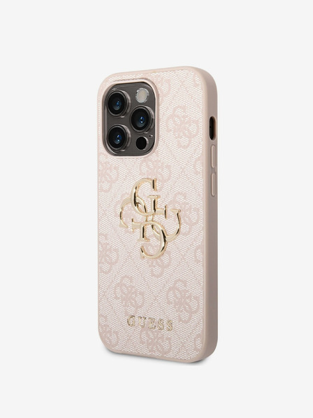Guess PU 4G Metal Logo Zadní Kryt pro iPhone 14 Pro Pink Калъф за телефон