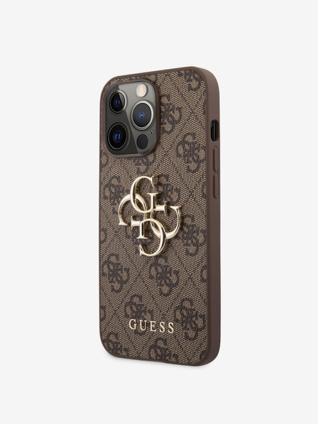 Guess Guess PU 4G Метален заден капак с лого за iPhone 13 Pro Max Brown