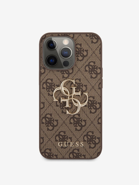 Guess Guess PU 4G Метален заден капак с лого за iPhone 13 Pro Max Brown