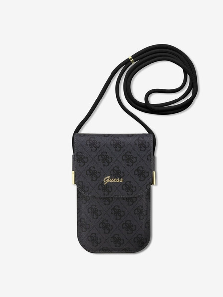 Guess Guess PU 4G метално лого Script чанта за телефон черна