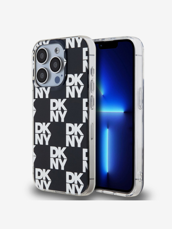 DKNY PC/TPU Заден капак с кариран десен за iPhone 14 Pro Max Black DKNY