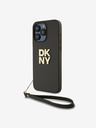 DKNY PU Leather Stack Logo Wrist Strap Back Cover за iPhone 15 Pro Max Brown DKNY