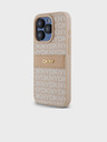 DKNY PU Leather Repeat Pattern Tonal Stripe Back Cover за iPhone 14 Pro Max Pink DKNY