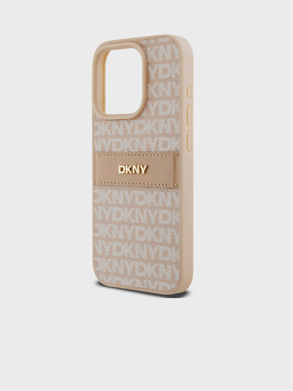 DKNY PU Leather Repeat Pattern Tonal Stripe Back Cover за iPhone 14 Pro Max Pink DKNY