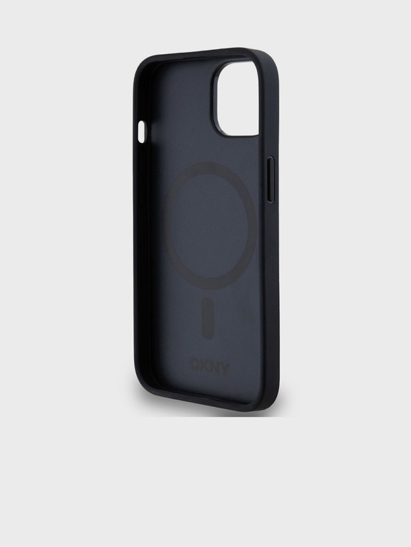 DKNY PU Кожа с повтарящ се модел Stack Logo Magsafe заден капак за iPhone 15 Black DKNY