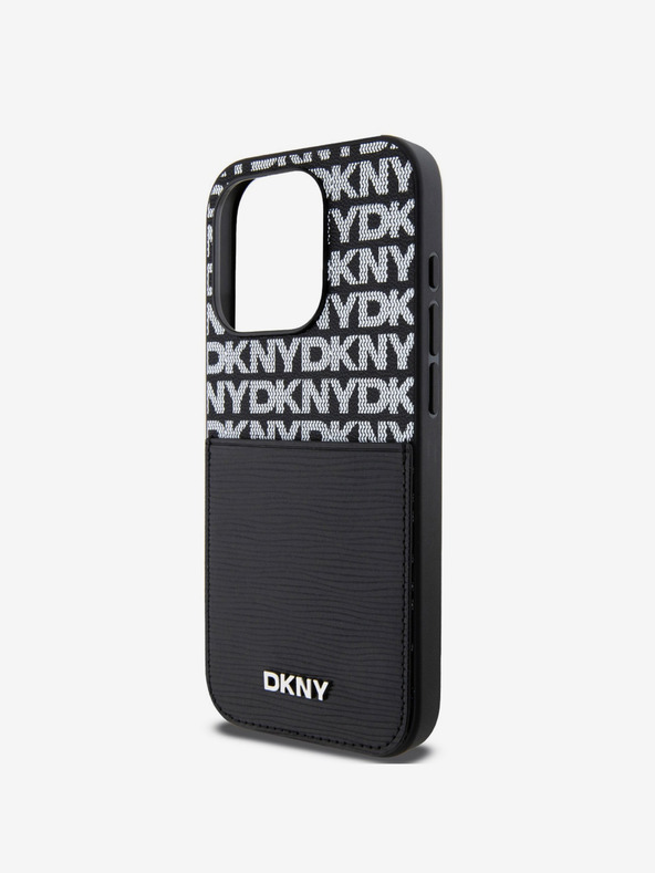 DKNY PU Leather Repeat Pattern Card Pocket Back Cover за iPhone 15 Pro Max Black DKNY